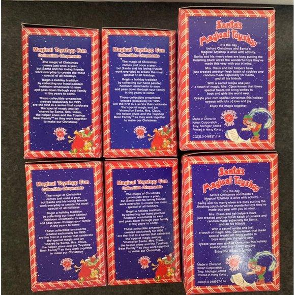 Lot Of 6 Santa’s Magical Toyshop 1995 Edition Cheryl Ann Ornaments NOB Elf Bears - Picture 8 of 10